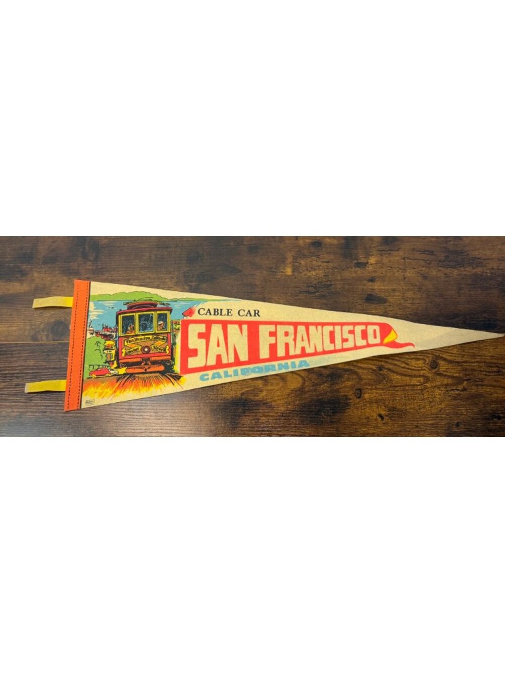 Vintage San Francisco Cable Car Felt Pennant Mid-Century Design